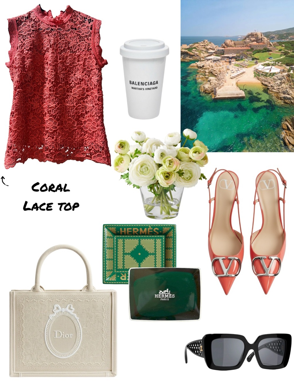 Coral Lace Sleeveless Top